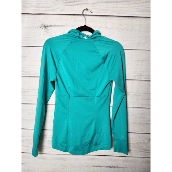 Under Armour Womens Track Jacket Green Pockets Full Zip Mid Stand-Up Logo S - Picture 2 of 5